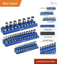 Magnetic Socket Organizer Kit 3 Piece Plastic 1/4 3/8 1/2-inch Drive Storage