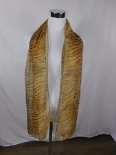 Yellow Black Tiger Leopard Sheer Scarf Boho OS