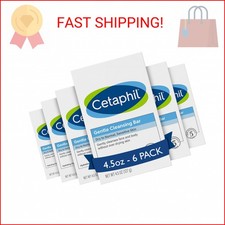 Cetaphil Gentle Cleansing Bar Soap, Sensitive Dry Skin, 4.5oz, 6ct