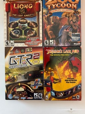 4 - PC CD-ROM  BOX ADVENTURE GAMES GTR2, ZOO TYCOON, DRAGON'S LAIR HD, LIONG