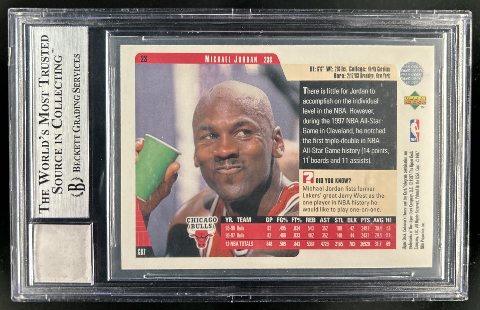 Michael Jordan Trading Card 1986 Game Used Jersey #23 BGS Certified view 2