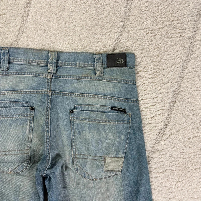 VTG Rica Lewis 90s Baggy Oversized Relaxed Blue 36 Carpenter Denim Shorts Jorts image 2