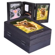 Tri-Fold Premium Solid Wood Photo Frame 6 8', pet Memorial Gifts for Black