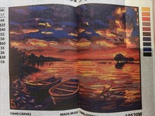 Printed needlepoint Tapestry Canvas Only 40x50 Cm Rto Sunset On The Lake