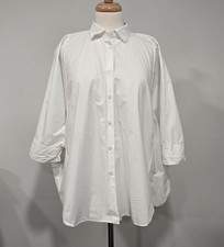 CH - Carolina Herrera Women White Cotton Dolman Sleeve Oversized Shirt Size M