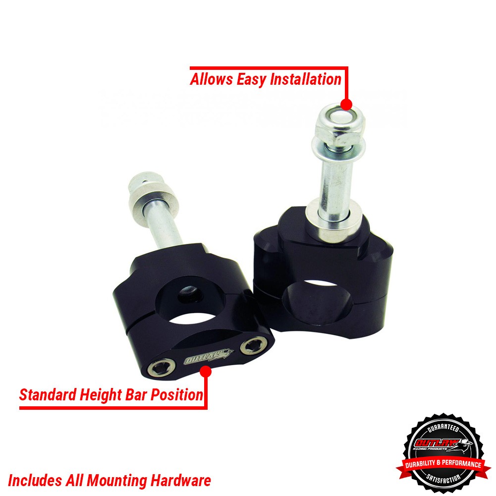 Outlaw Racing 12075 Universial Motorcycle Bar Mounts Riser Oversize 1-1/8 Black