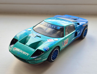 Scalextric Ford GT Falken #54 Analog GT40 Blue/Green No Spoiler Mirrors