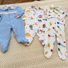 Vintage Pajamas Lot of 3 Size 6-9 Months Terry Cloth Colorful Izod Le Roy VTG 80