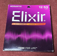 Elixir Nanoweb 80/20 Bronze Light Acoustic Guitar Strings 11052 12-53