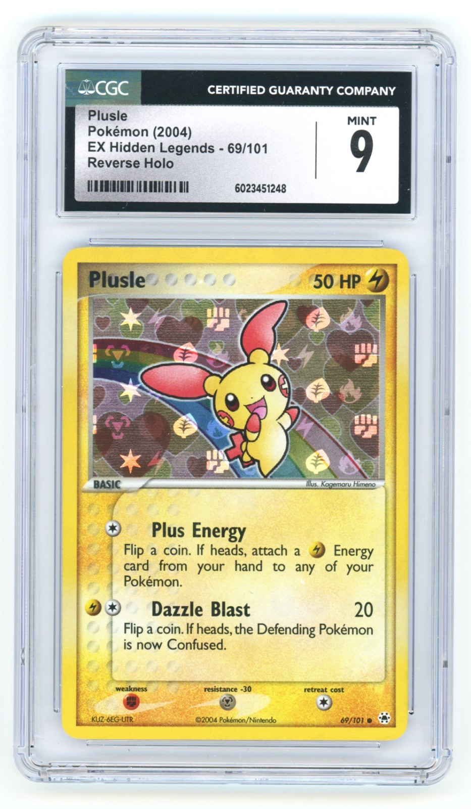 CGC 9 Plusle Reverse Holo 69/101 EX Hidden Legends Pokemon 2004
