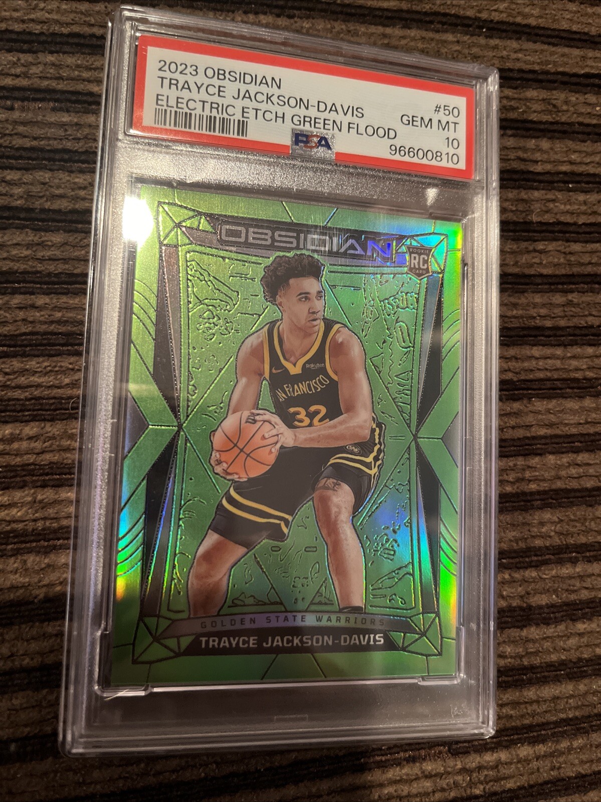 2023-24 Panini Obsidian Trayce Jackson Davis Green Flood Rc /25 Psa 10 Warriors