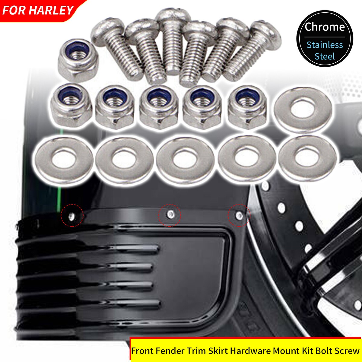Front Fender Trim Skirt Hardware Bolt Screw Kit For Harley Road