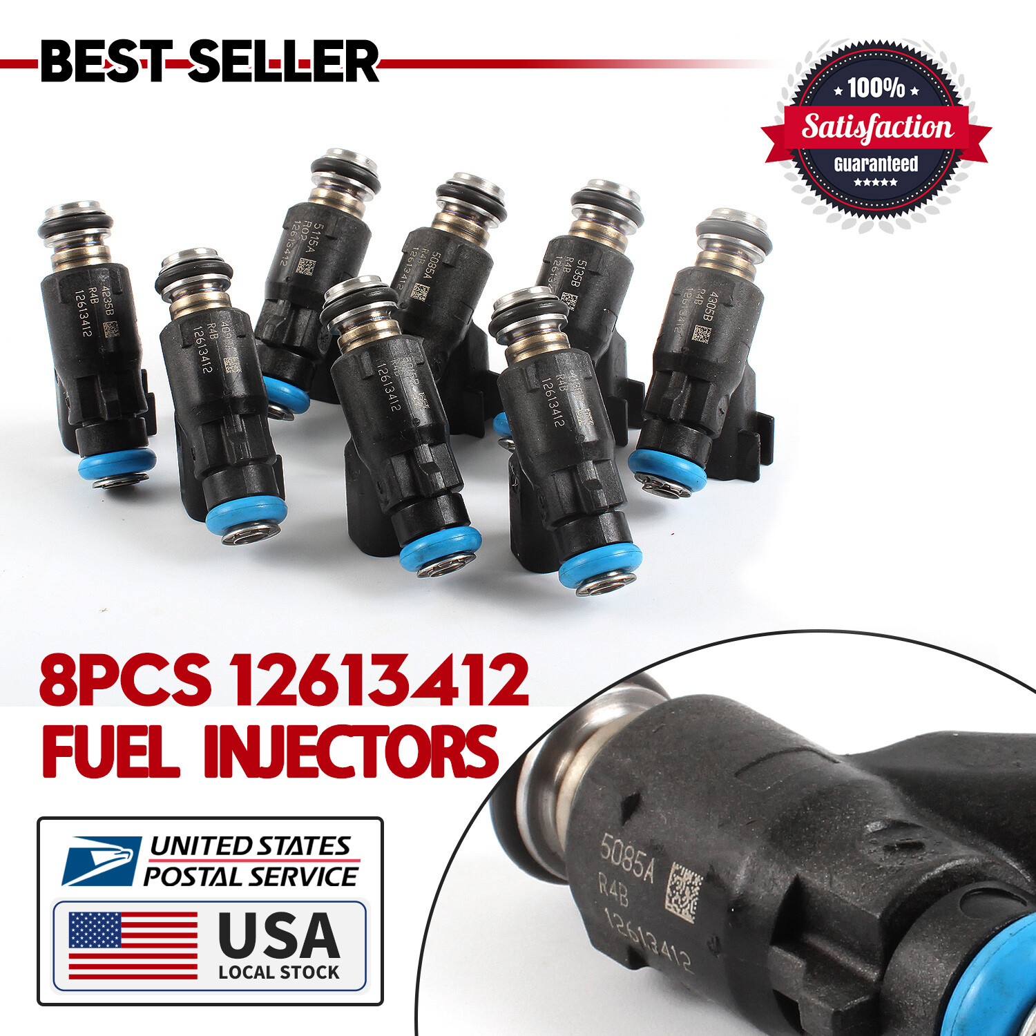 Set of 8 Fuel Injectors GM 12613412 Fits for 2010-2013 GMC 6.0L Silverado Sierra