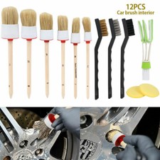 12pcs Car Detailing Brush Kit Boar Hair Vehicle Auto Wheel Clean Brush Set