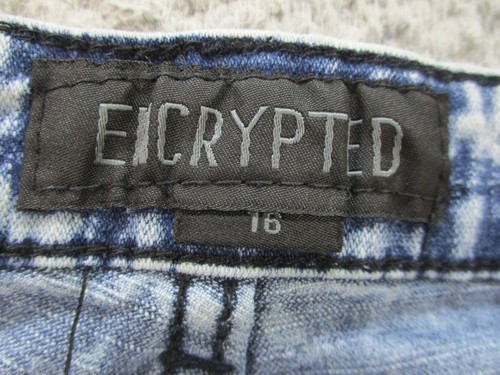 Moto Jeans 16 Actual 26x27 Distressed Acid Wash Encrypted Pants Skinny Stretch - Picture 8 of 13