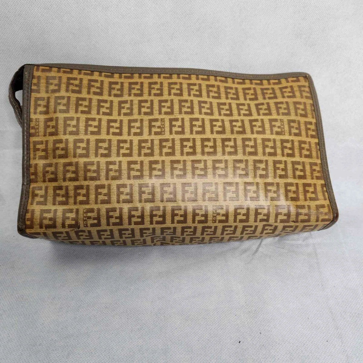 Vintage Fendi Clutch Handbag Zucchino FF Logo Pattern Bag Pouch Travel  Cosmetic