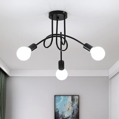 Plafoniera Soffitto Industrial Nera Riserva E27 | Design Moderno - 1
