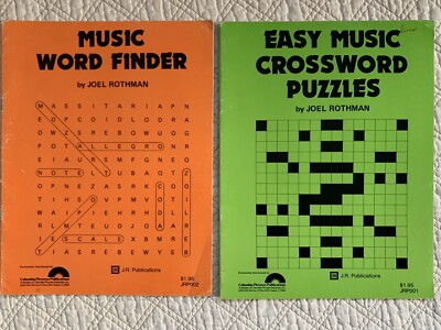 cigarette filter cover crossword Music Word Finder AND Easy Music Crossword Puzzles by Joel Rothman PB EUC