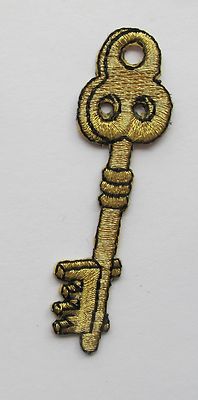 Gold Key Embroidery Iron On Applique Patch
