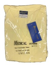B.I.C.Medical Uniform Size L Light YellowNursing Scrub 2 Piece Outfit Unisex NEW