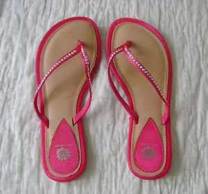 pink yellow box flip flops