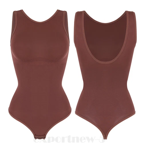 Women Crew Neck Full Body Shaper Slimming Firm Control Tummy Bodysuit Shapewear - Picture 22 of 33