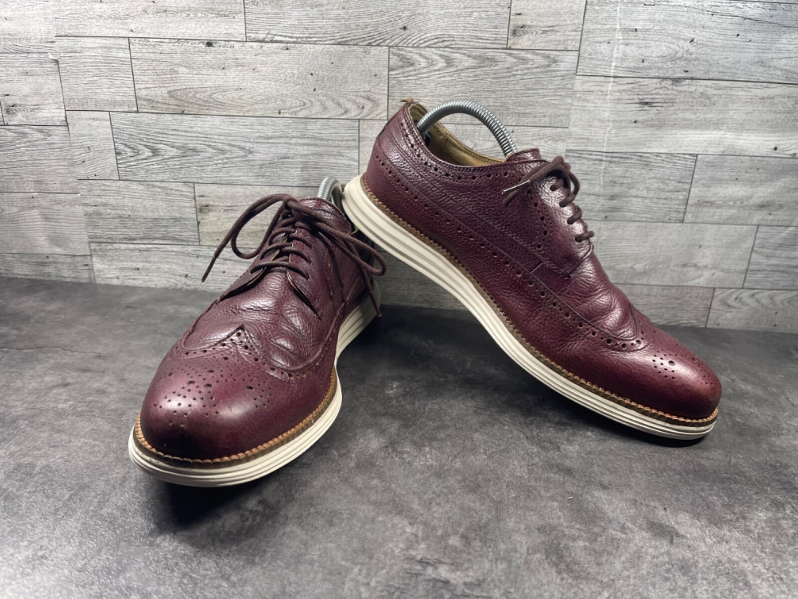 SAOLA Scarpe Cole Haan Oxford Uomo 9.5M Grand OS Originali Lunghe Alari Pelle Rossa