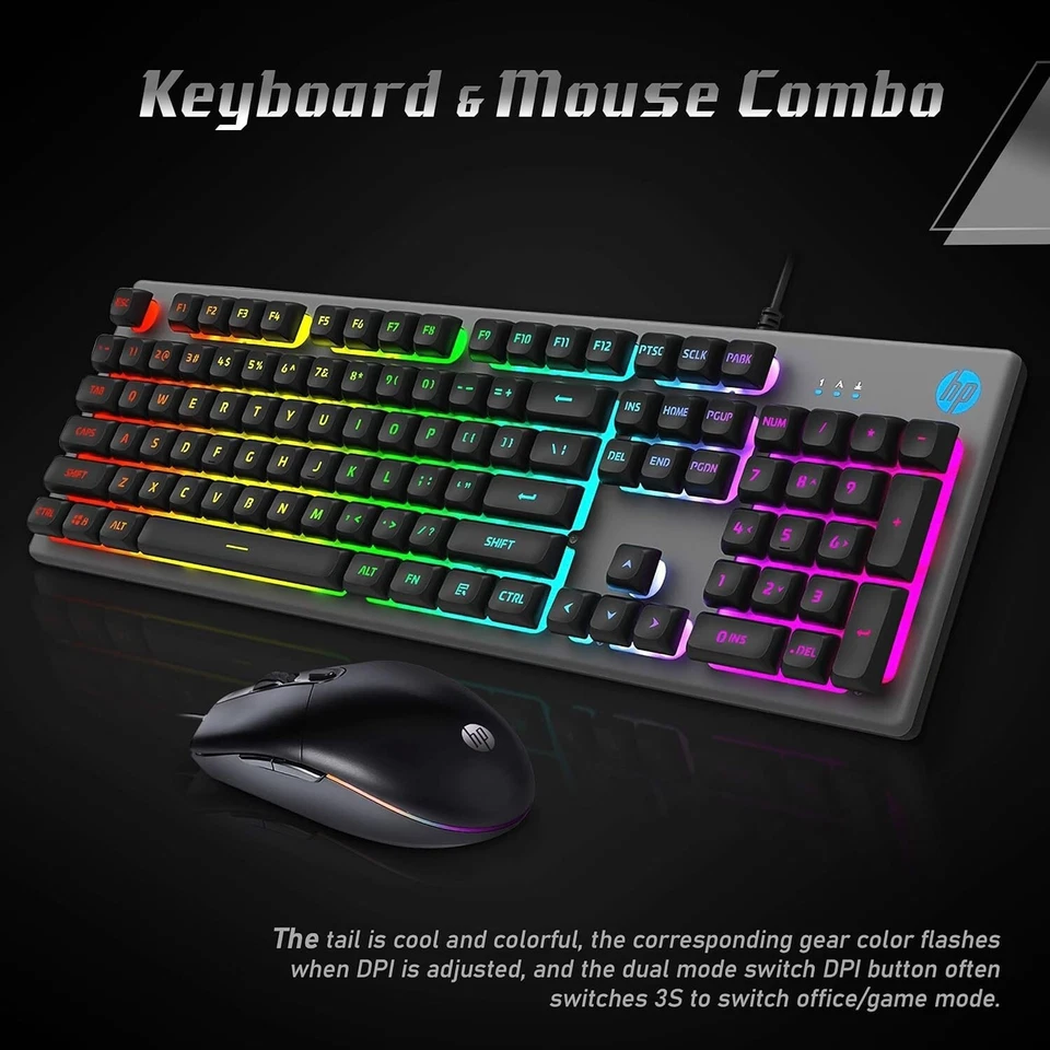 HP Wired Gaming Keyboard & Mouse HPKM300F Rust +Scratch Proof Metal Penal - Image 2 of 4