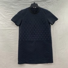 Madewell Women Black & Bleu Casual Mini Silhouette Dress, Polka Dots Size S
