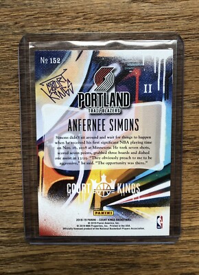 Anfernee Simons 2018-19 Panini Court Kings RC Rookie Level
