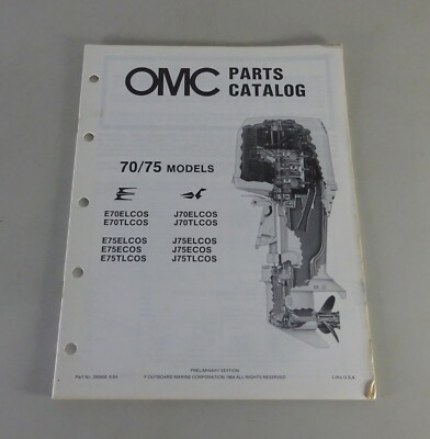 Teilekatalog OMC Evinrude / Johnson Outboards E70/75E/T + J70/75E/T Stand 8/1984