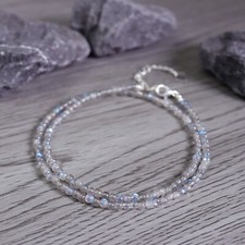 Labradorite 4mm Beaded Choker Healing Reiki Dainty Women Crystal Necklace Gifts