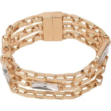 Laundry by Shelli Segal 3 Row Chain Bracelet with Glass Stones MSRP $42 LN2