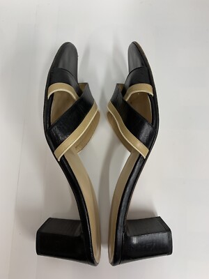 Bally Womens Leather Slip On Crisscross Mules Heels Black