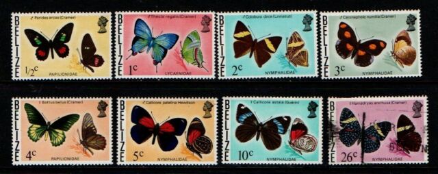 Belize 1974 Butterflies selection to 24c SG380-86 389 MNH/Used see note