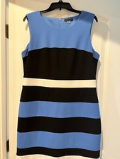 Tommy Hillfiger Color Block Sleeveless Sheath Dress Blue, Black, White Size 16
