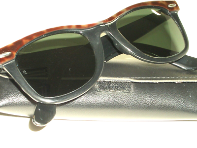 VINTAGE B&L RAY BAN BLACK/LEAPORD TRIM STREET NEAT G15 GLASS