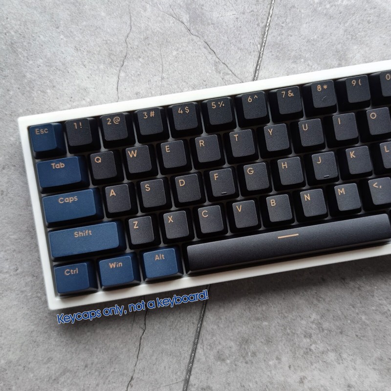 Black Navy Blue Double Shot PBT Keycaps Set OEM Profile fit Mechanical Keyboards