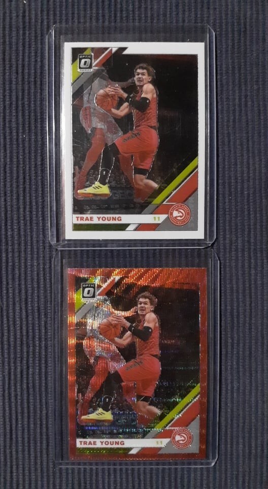Trae Young 2019-20 Panini Donruss Optic Red Wave Prizm Parallel + Base #2