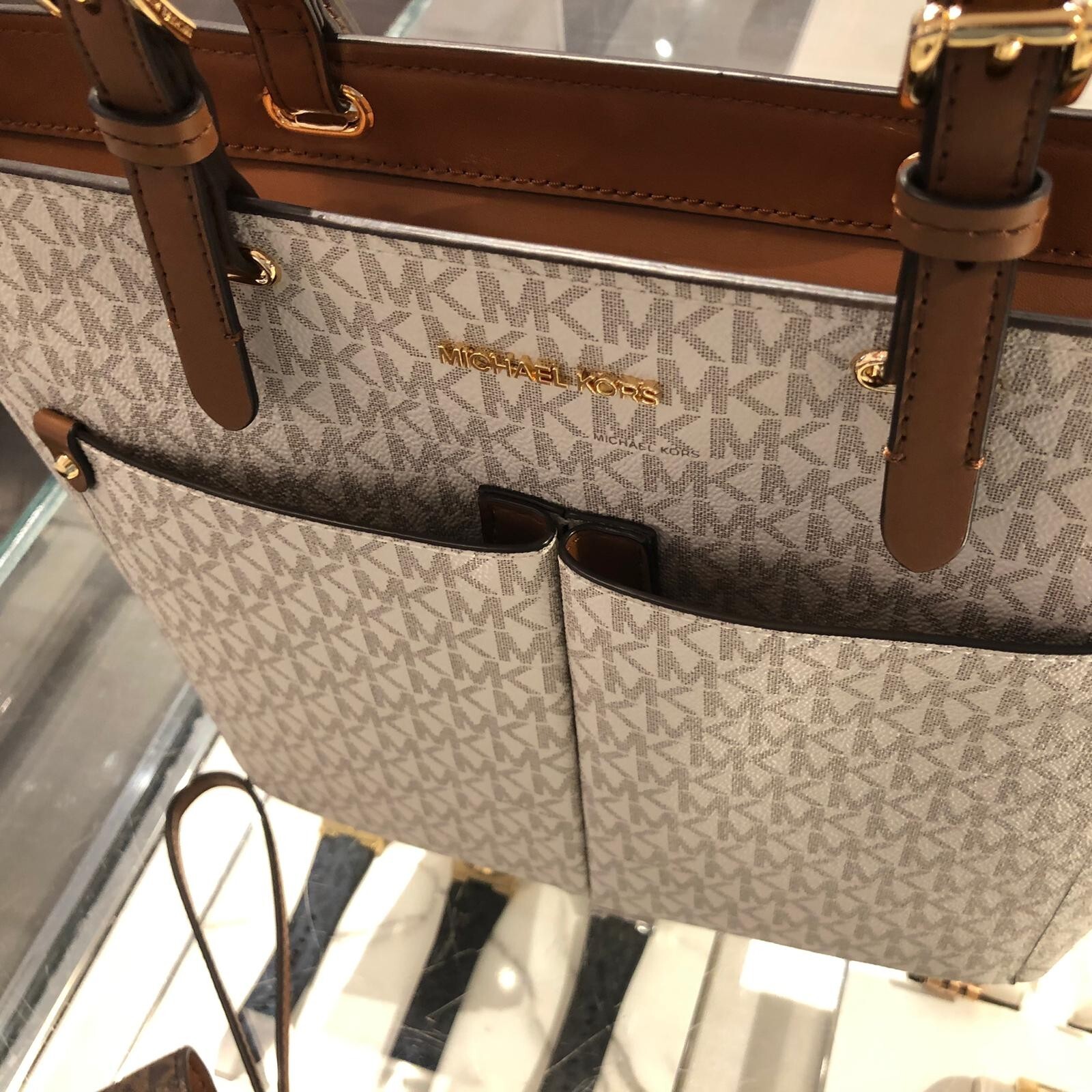 MICHAEL KORS JET SET TRAVEL MEDIUM DOUBLE POCKET TOTE SHOULDER BAG  