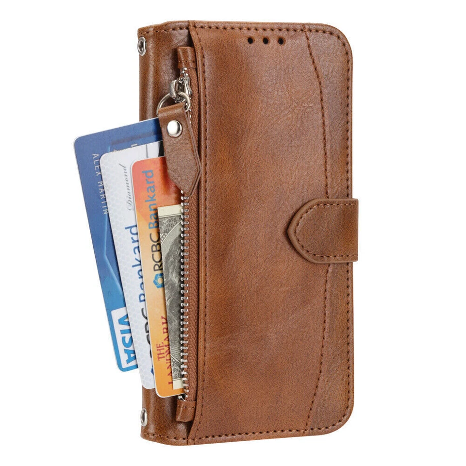 Leather Zipper Wallet Stand Phone Case For iPhone 15 14 13 12 11 Pro Max XS 8 7 - Image 3 of 4