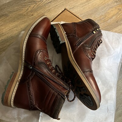 Arkbird 19806 Men Side Zip Ankle Chukka Boot Wingtip Oxford Sz 9.5 Brown Leather Amazon.com | Arkbird Mens Dress Boots, Genuine Leather  main image 4