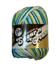Sugar n Cream Yarn 2oz Cotton 4Ply Worsted Variegated  Green Yellow White Bl