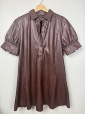 Banana Republic Godet Vegan Leather Mini Dress Rich Burgundy Ren Fair Lagenlook