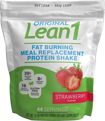 Lean1 Meal Replacement Protein Shake, Strawberry Flavor, 44 Servings in 5 Poun