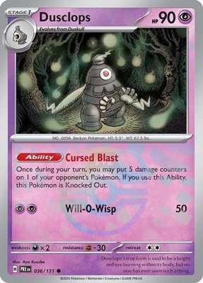 Dusclops (Master Ball Pattern) 036/131 Common Prismatic Evolutions NM