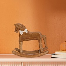 Wooden Rocking Horse Decor Rustic Artwork Ornament Rocking Horse Figurine Table