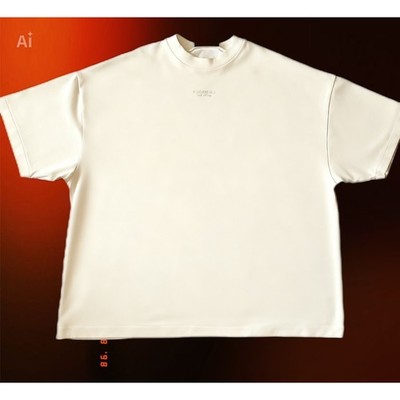 Fear of God Essentials Cream Mock Neck Oversized T Shirt Mens Size L Cotton