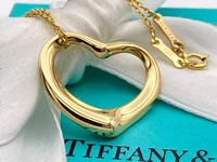 Tiffany & Co. 22mm Open Heart Pendant Gold 4.8g Necklace 16" Elsa Peretti