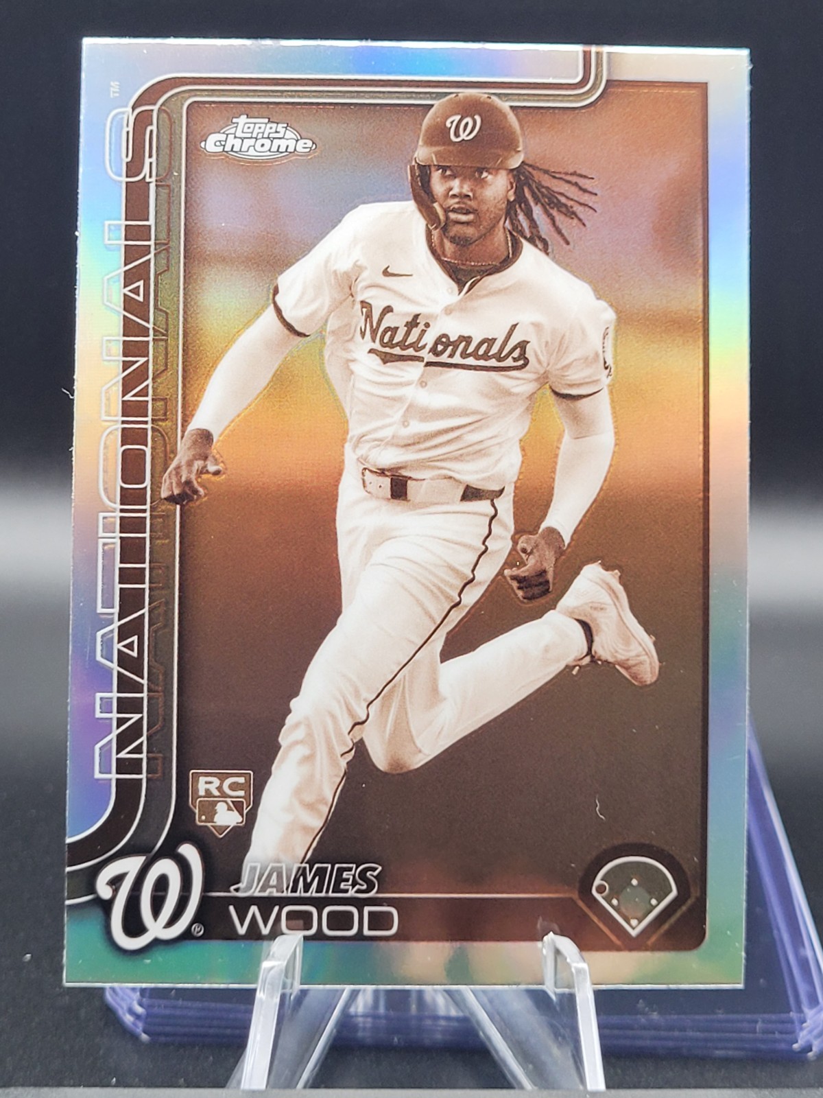 2025 Topps Chrome James Wood #132 Sepia Refractor RC Rookie Nationals
